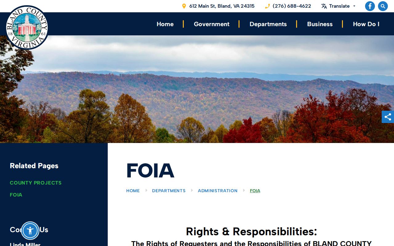 Bland County booking record FOIA information