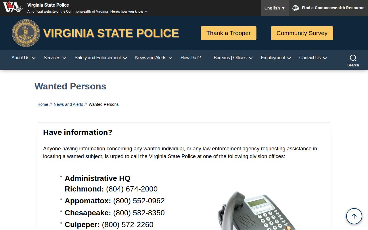 Bland County statewide wanted persons official source